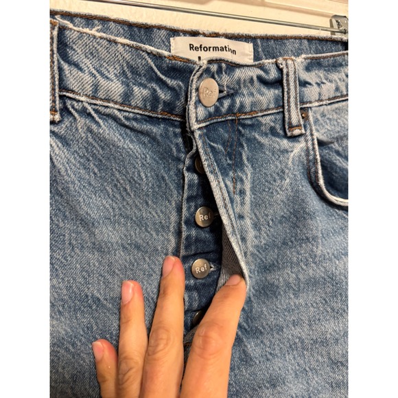 Reformation Cynthia High Rise Straight Jeans Blue Button Fly Size 28 - Picture 6 of 12
